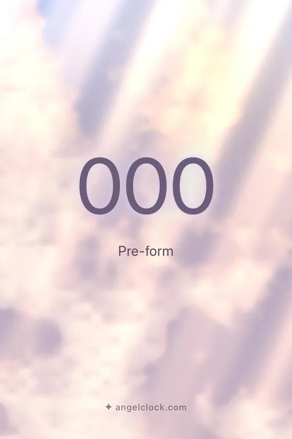 000 angel number meaning: Pre-form — the Angel Clock card for 000, over its living sky