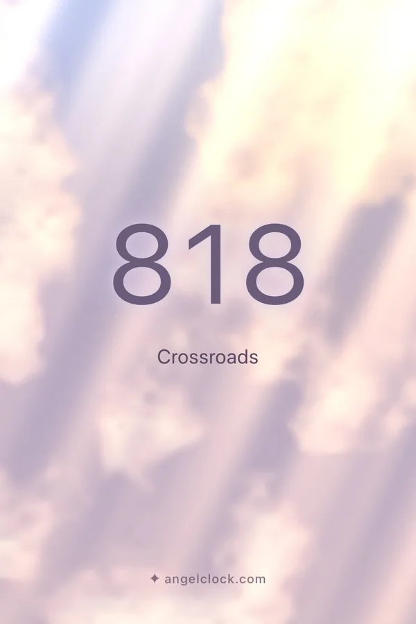 818 angel number meaning: Crossroads — the Angel Clock card for 818, over its living sky