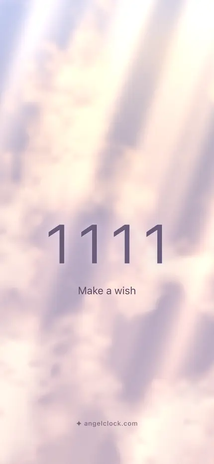 1111 angel number wallpaper — the number over a golden sky, with the word make a wish