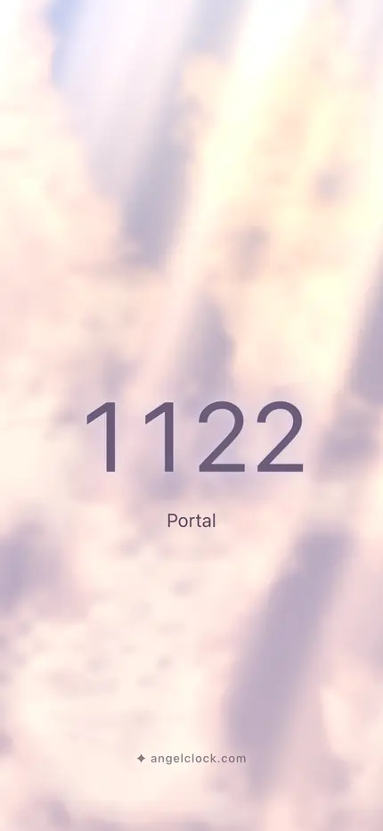 1122 angel number wallpaper — the number over a golden sky, with the word portal