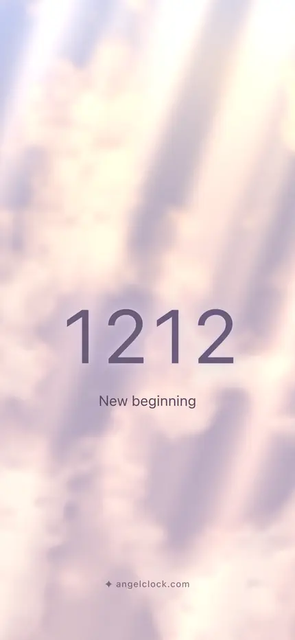 1212 angel number wallpaper — the number over a golden sky, with the word new beginning