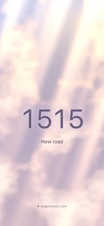 1515 angel number wallpaper — the number over a golden sky, with the word new road
