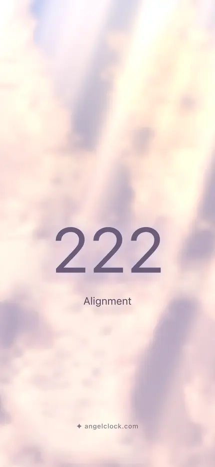 222 angel number wallpaper — the number over a golden sky, with the word alignment