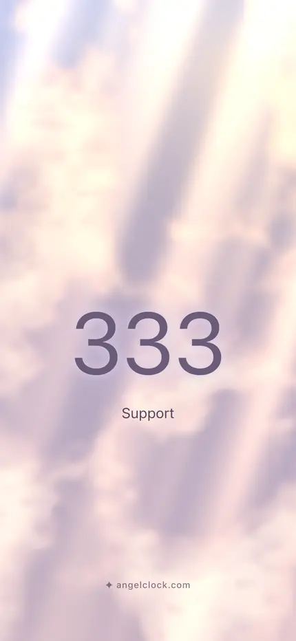 333 angel number wallpaper — the number over a golden sky, with the word support