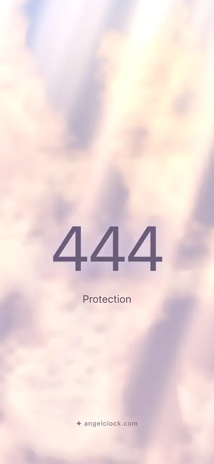 444 angel number wallpaper — the number over a golden sky, with the word protection