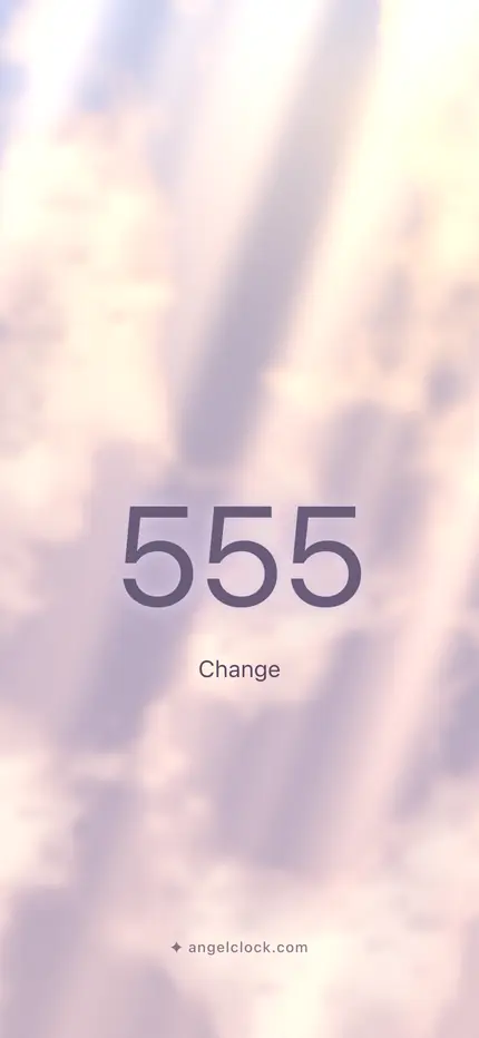 555 angel number wallpaper — the number over a golden sky, with the word change