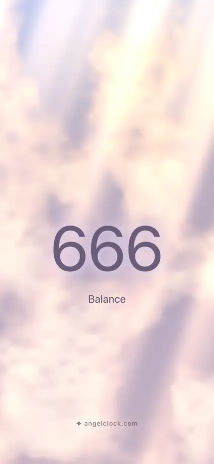 666 angel number wallpaper — the number over a golden sky, with the word balance