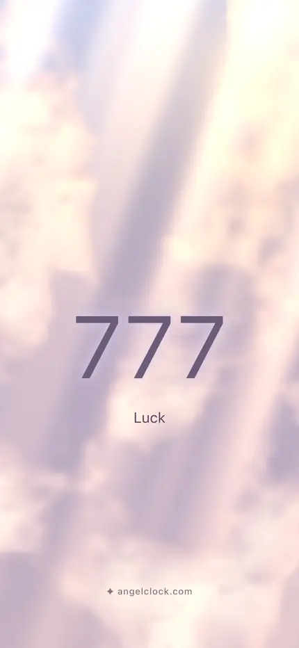 777 angel number wallpaper — the number over a golden sky, with the word luck