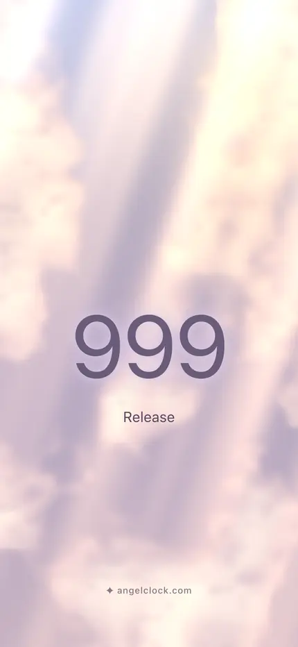 999 angel number wallpaper — the number over a golden sky, with the word release